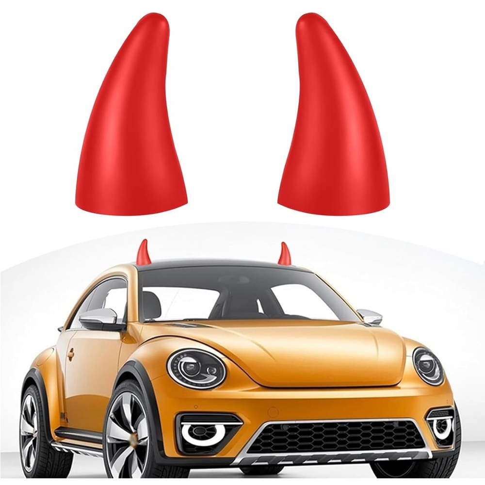 2 PCS 3D Devil Horn Stickers, Halloween Car Decorations  (Red)